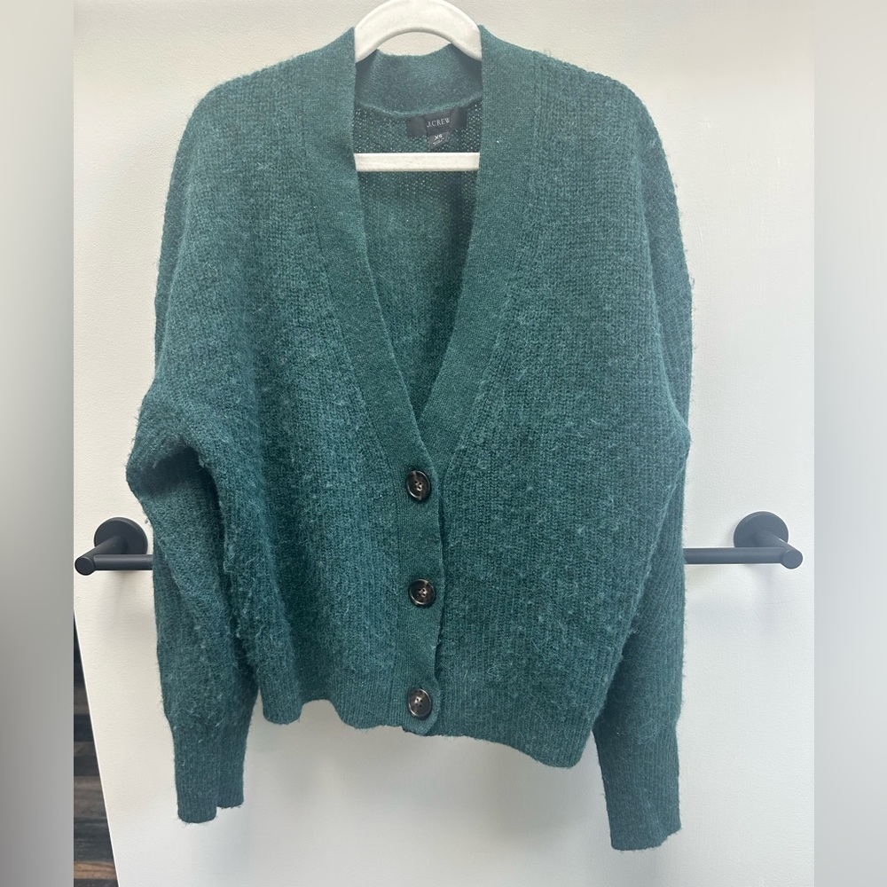 J. Crew Women's Green Alpaca Wool Cardigan Sweater